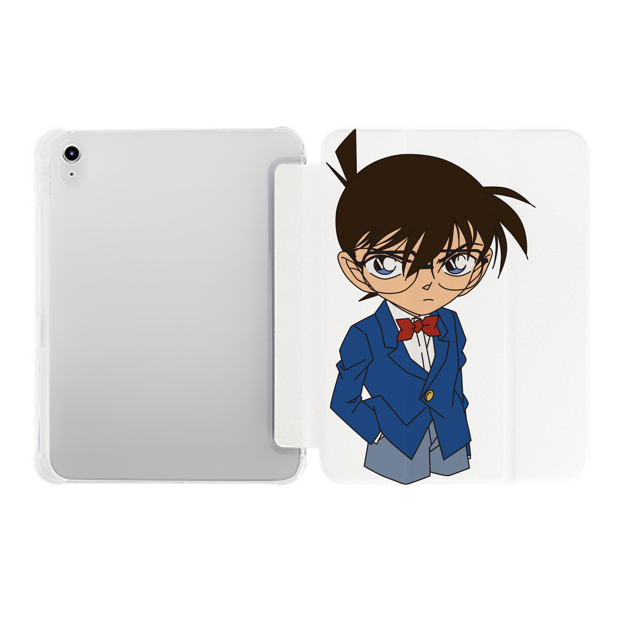 （画像用） 名探偵コナン 江戸川 コナン Detective Conan Conan Edogawa IPad ケース ペン収納付き 三つ折りスタンド PUレザー×シリコン 対応機種9.5/10.5/10.9インチ